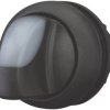 Toggle switch, illuminable, latching, waistband round, black, front ring black, mounting Ø 22.5 mm, 216824