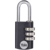 YALE YE3CB/20/121/1/BK Padlock 20mm Black Combination 1 Pc Secure