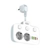 Rozgałęźnik 2xgniazdo z/u Schuko 3xUSB-A 1xUSB-C 3xwyłącznik R-270SWS biały W-72055 KEL Plastrol