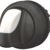 Toggle switch, unlit, groping, waistband round, black, front ring black, 40°, mounting Ø 22.5 mm, 216871