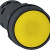 Pushbutton, unlit, groping, 1 Form A (N/O), waistband round, yellow, front ring black, mounting Ø 22 mm, XB7NA81