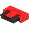 Socket header, 6 pole, pitch 1.27 mm, angled, red/black, 214038-E