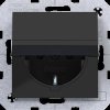 WAS1110BG Protective contact socket with hinged cover, night black, glossy