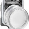 Pushbutton, 24-120 V, illuminable, 1 Form A (N/O), waistband round, white, front ring metal, mounting Ø 22 mm, XB4BP183BG5EX