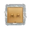 MINI Wyłącznik podwójny świecznikowy zwierny przycisk w stylu amerykańskim (dwa klawisze bez piktogramów wspólne zasilanie) złot