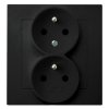 AS Gniazdo podwójne z uziemieniem z funkcją niezamienności faz, kompletne z ramką czarny metalik GP-2GC/33