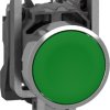 Pushbutton, unlabeled, unlit, groping, 1 Form A (N/O), waistband round, green, front ring metal, mounting Ø 22.5 mm, XB4BA315
