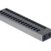 Delock 63739 USB-Hub 16 Portów USB-A, Gniazdo DC 3,5 mm USB 3.2 Gen1 5 GBit/s szary 63739