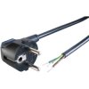 Power cord, Europe, plug type E + F, angled on open end, H05VV-F3G0.75 mm², black, 2 m, 0L1207511