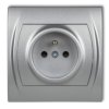 LOGO Gniazdo pojedyncze z uziemieniem (przesłony torów prądowych) srebrny metalik 7LGP-1zp KARLIK