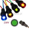 Kontrolka LED 5mm, 230VAC + przew. zielona