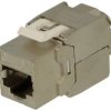 Gniazdo; Keystone; Ks-RJ45 8p8c; RJ45 cat 6a; na przewód; zatrzaskowe; proste; srebrny