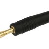 Wtyk bananowy; 2mm; 25.205.2; czarny; 36mm; lutowany; 10A; 60V; mosiądz złocony; PVC; Amass; RoHS