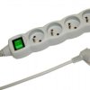 Przedłużacz 4-gniazdowy, 3m szary, z wyłącznikiem, 3x1,0mm OWY / 24201