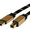Kabel USB Złącze A USB A Złącze B USB B dł. 4.5m Przewód USB USB 2.0 kolor: Czarny/Złoty
