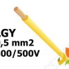 Przewód LGY 0,5 mm2 żółty (300/500V) jednożyłowy linka H05V-K (krążki 100m) IG2050.11 BITNER