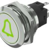 Podświetlany łącznik przyciskowy Chwilowy SPDT średnica wycięcia 22.3mm, montaż panelowy EAO