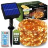 Girlanda Solarna Ogrodowa 200X Led Ozdobne Druciki 22M 3000K Ciepła + Pilot...