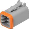 Socket, 6 pole, straight, 2 rows, gray, DT06-6S