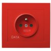 KIER Gniazdo pojedyncze z uziemieniem DATA z przesłonami czerwony GP-1WZDP/22 OSPEL