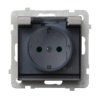 SONATA Gniazdo pojedyncze z uziemieniem schuko IP44 z przesłonami srebro mat GPH-1RSP/m/38/d OSPEL