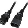 Extension cable, International, C14-plug, straight on C13 socket, straight, H05VV-F3G0.75 mm², black, 2 m, EK503.2