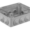 Puszka n/t hermetyczna 150x110x70 10 dławików IP65 pokrywa przezroczysta S-BOX 306-P