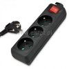 Przedłużacz 3GN 3m + 0 + przełącznik czarny