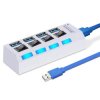 HUB USB 3.0 4-portowy biały bez zasilacza, z wyłącznikami