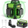 Laser poziomujący Huepar HM03CG 3x360° samopoziomujący zielony laser krzyżowy 3D 12 linii narzędzie poziomujące z uchwytem magne