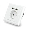 Gniazdo podtynkowe 230V pojedyncze z dwoma portami USB 2.1A Schuko - białe