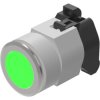 Pushbutton, flat, illuminable, groping, waistband round, green, front ring natural, mounting Ø 30.5 mm, 704.032.518