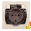 LOGO Gniazdo hermetyczne z uziemieniem schuko (klapka dymna przesłony torów prądowych) beżowy 1LGPB-1sdp KARLIK