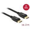 Delock 83806 DisplayPort 1.2 Cable 4K 60Hz 2m Black Gold-plated