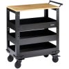 Bunker 11495 3 Tier Trolley with Pull Handle and Hardwood Worktop, 714mm