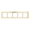 DECO Ramka uniwersalna pięciokrotna - aluminium szczotkowane (ramka: kolor mosiężny spód: biały) 8-0-DRA-5