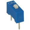 Przełącznik; DIP switch; 1 tor; DIPS1ND; niebieski; przewlekany (THT); h=5,2 + suwak 1,1mm; 25mA; 24V DC; biały; SAB switches; R