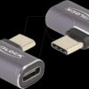 60047 USB 4.0 adapter, C male to C female, angled, metal