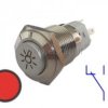 Przycisk chwilowy 16mm wyst czerwona ŻARÓWKA 2A
