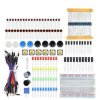 Zestaw 400 elementów elektronicznych do płytki stykowej dla Arduino: oporniki,diody LED,kondensatory,przewody złączkowe. Zestaw
