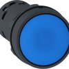 Pushbutton, unlit, groping, 1 Form A (N/O) + 1 Form B (N/C), waistband round, blue, front ring black, mounting Ø 22 mm, XB7NA65