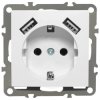 QUADRA Gniazdo SCHUKO +2x USB białe