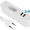 European extension plug/coupling, 1.4 m, 2 x USB charger
