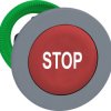 Pushbutton, labeled STOP, unlit, groping, waistband round, red, front ring light gray, mounting Ø 30.5 mm, ZB5FA434C0
