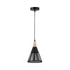 Lampa sufitowa HIRA, oprawa 1x E27, żyrandol w stylu LOFT, kolor czarny + drewno