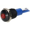 R-TECH 656980 Panel Indicator 10mm Domed 12V Red Black Plated Brass