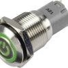 TRU COMPONENTS 1303025 Przełącznik wciskany LAS2GQF-11ZET/G/12V/S/P, 16 mm, 48 V/DC, 2 A, 1 szt.