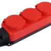 Listwa /rozgałęźnik/ do przedłużacza 3‑gniazda z/u gumowe IP44 czerwona AEI602233-L-R