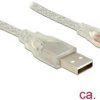 Delock Kabel USB USB 2.0 Złącze męskie USB-A, Złącze męskie USB Micro-B 1.50 m przeźroczysty z rdzeniem ferrytowym 83899