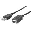 Kabel USB 2.0 A-A M/F 0,5M czarny HI-SPEED USB-A/USB-A 68625